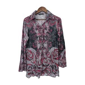 David Cline Paisley Crushed Roll Tab Snap Shirt Women’s Size S